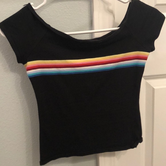 Off-the-shoulder rainbow stripe top - Picture 2 of 2